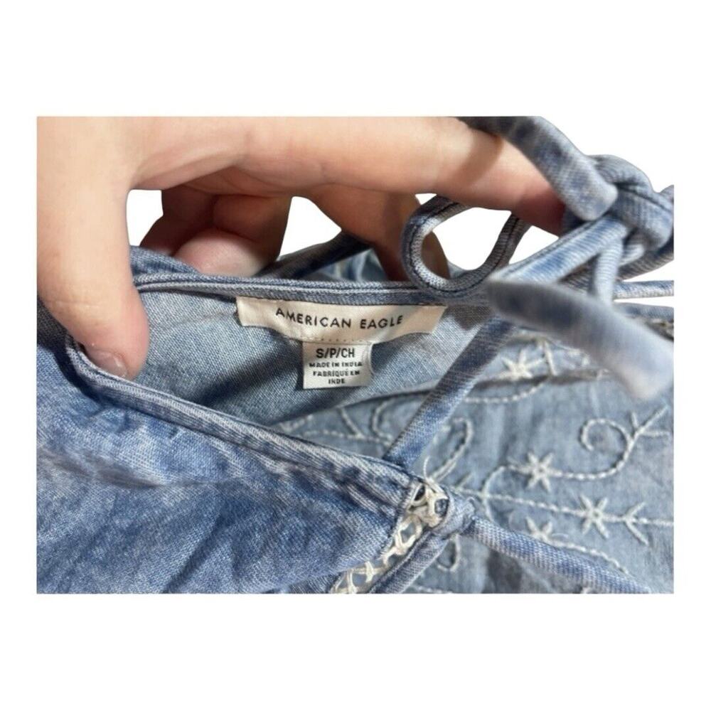 American Eagle Denim Embroidered Tank - Picture 3 of 3